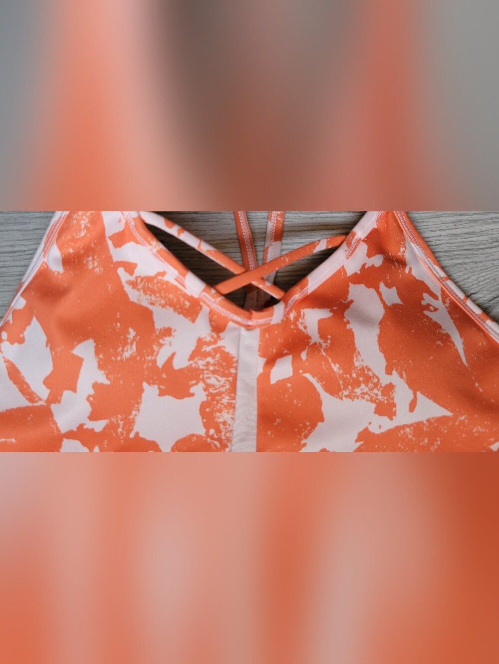 Nike One Luxe Icon Indy Clash Dri-Fit Light Impact Orange White Sport Bra, US M - Picture 3 of 16